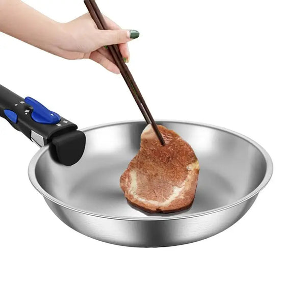 Outdoor Cookware 316 Stainless Steel Frying Pan Portable Detachable Handle Pot NonStick Pan Fried Steak Pot For Camping Travel