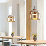 Nordic Glass Led Pendant Light Light Luxury Smoke Grey Hanging Light Fixtures Bedroom Modern Luminaire Suspension Lamp