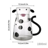 Cow Glass Water Pitcher Bedside Milk Carafe with Cup Glass Cute Cow Glass Tea Pitcher Kettle Jug Water Carafe for Midnight Drink