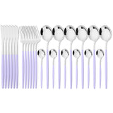 24Pcs Dinnerware Set Stainless Steel Tableware Knife Fork Tea Spoon Cutlery Set Multiple Colour Silverware Kitchen Flatware Set