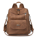 Large Women Backpack Purse Anti-theft Fashion Casual Lightweight Ladies Travel PU Washed Leather Ladies Rucksack Shoulder Bag