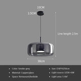 Nordic Glass Led Pendant Light Light Luxury Smoke Grey Hanging Light Fixtures Bedroom Modern Luminaire Suspension Lamp