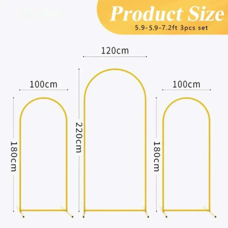 3Pcs Gold Metal Backdrop Arch Stands Wedding Decoration Party Supplies Balloon Support Frames Birthday Photo Background Props