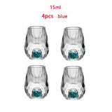 4/6pcs Diamond Crystal Liquor Glasses Set Vodka Shot Glass Wine Glasses Whiskey Glass Spirits Sake Soju Brandy Tea Cup 15ml
