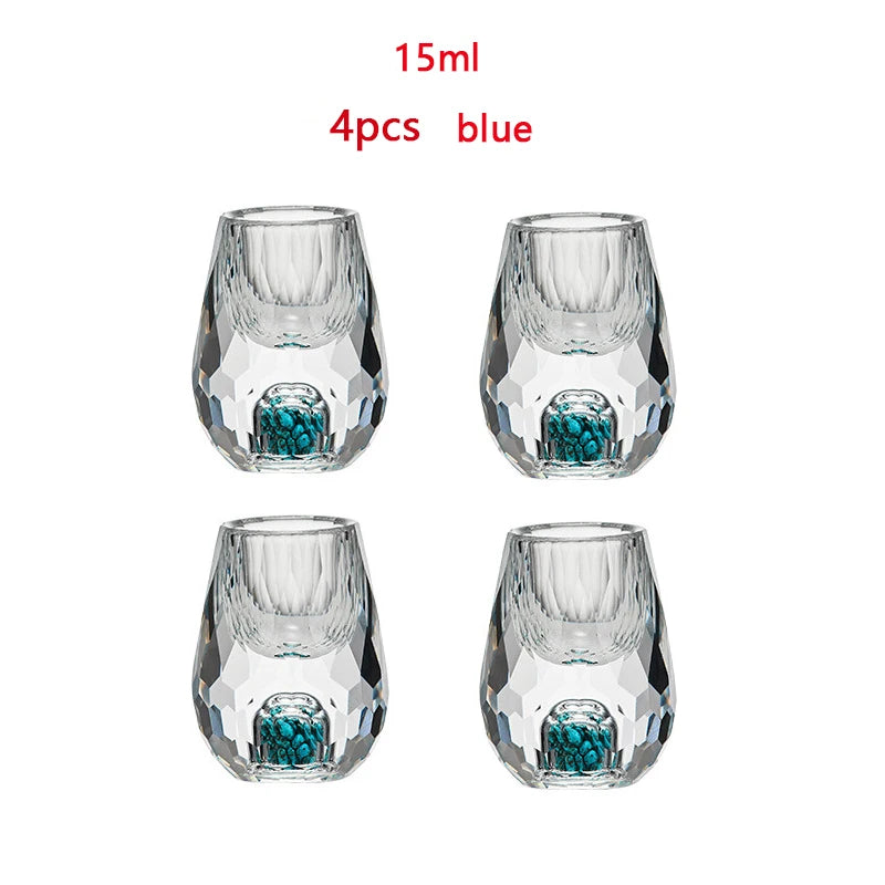 4/6pcs Diamond Crystal Liquor Glasses Set Vodka Shot Glass Wine Glasses Whiskey Glass Spirits Sake Soju Brandy Tea Cup 15ml