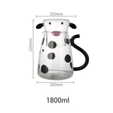 550ml Glass Water Carafe Set With Cup Lovely Cartoon Cow Cold Kettle Flowering Teapot Canister Milk Iced Beverage Bottle Jug