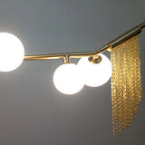 Nordic Designer G9 Chandelier Gold Tassel Led Glass Pendant Chandelier Lighting Living Room Rod Hanging Lamp Fixtures Room Decor
