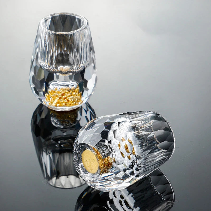 4/6pcs Diamond Crystal Liquor Glasses Set Vodka Shot Glass Wine Glasses Whiskey Glass Spirits Sake Soju Brandy Tea Cup 15ml