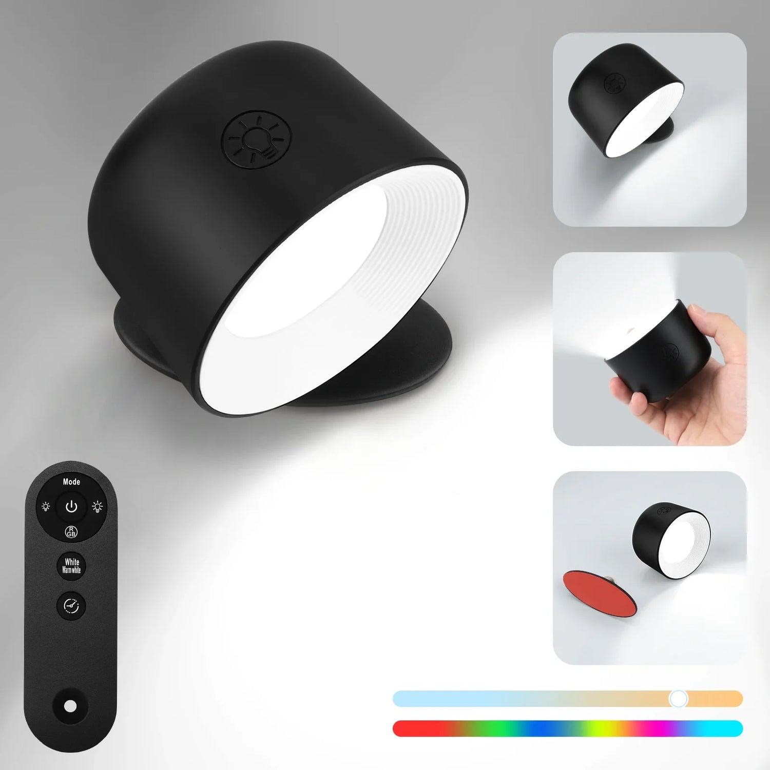 LED Wall Sconces light, 3 Brightness Levels 3 Color Modes Wall Lights, 2000mAh Battery Operated 360° Rotatable Touch Control