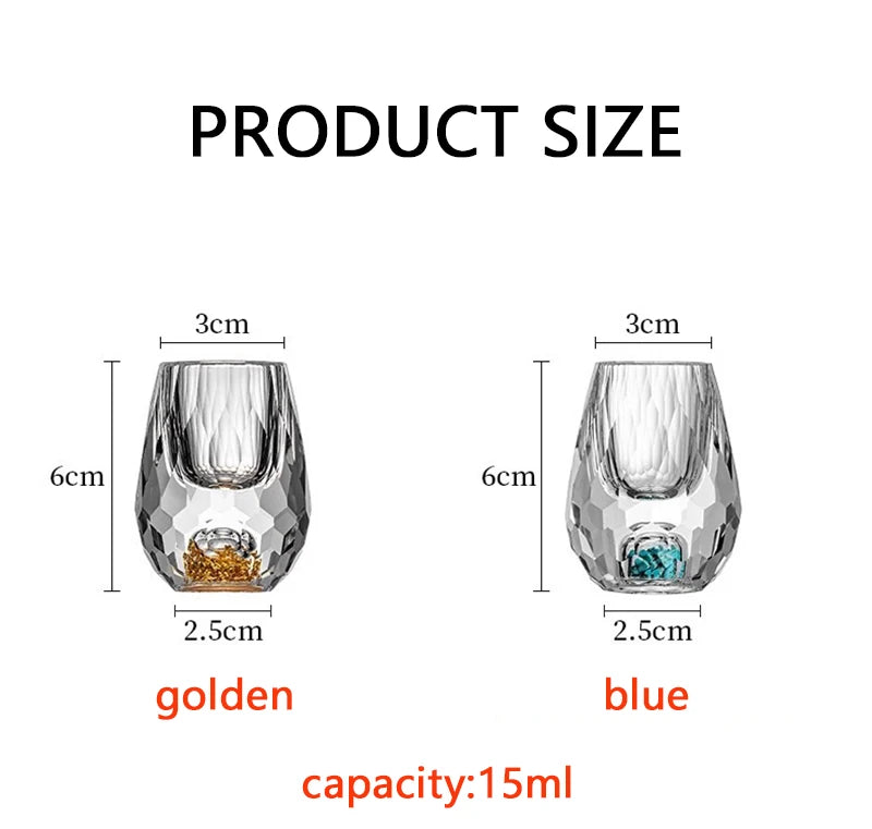 4/6pcs Diamond Crystal Liquor Glasses Set Vodka Shot Glass Wine Glasses Whiskey Glass Spirits Sake Soju Brandy Tea Cup 15ml