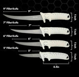 2PCS (9 Inch&7 Inch) Premium Stainless Steel Fillet Fishing Boning Knife Knife for Meat Cutting Trimming, Knife Sheath Included