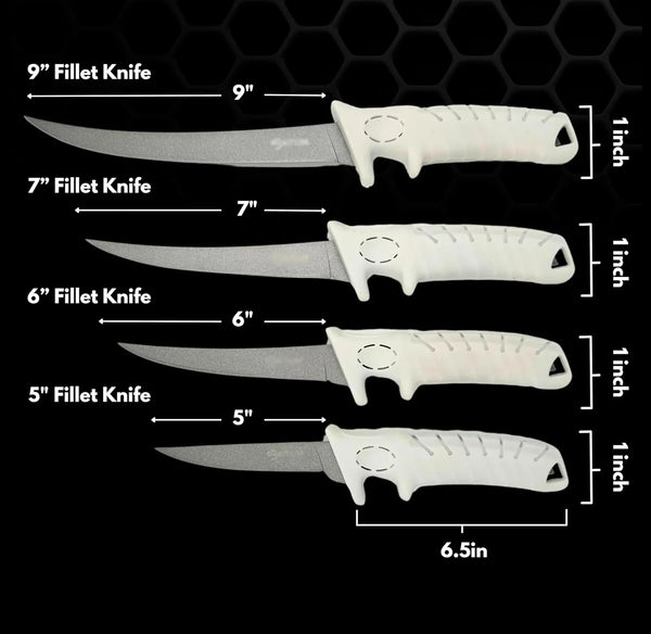 2PCS (9 Inch&7 Inch) Premium Stainless Steel Fillet Fishing Boning Knife Knife for Meat Cutting Trimming, Knife Sheath Included