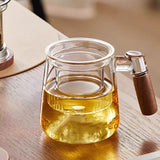 400ml Borosilicate Glass Tea Cup With Infuser Steeper And Lid For Loose Leaf Tea Wood Handle Blooming Tea Diffusers Filter Mug