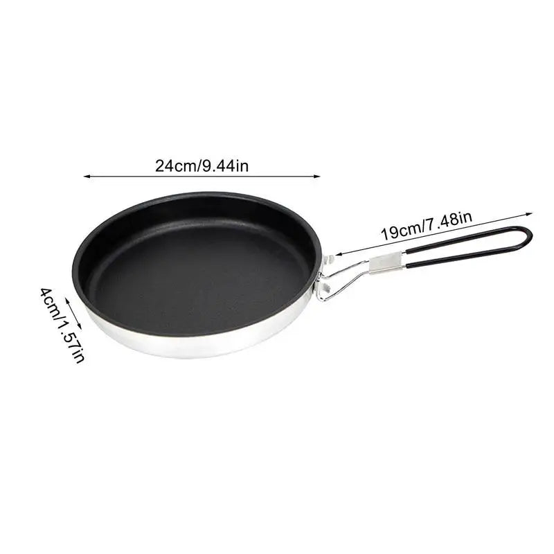 Non Stick Frying Pans Portable Alloy Non Stick Skillet With Foldable Handle 24cm Camping Coated Pan Camp Cookware For Hiking