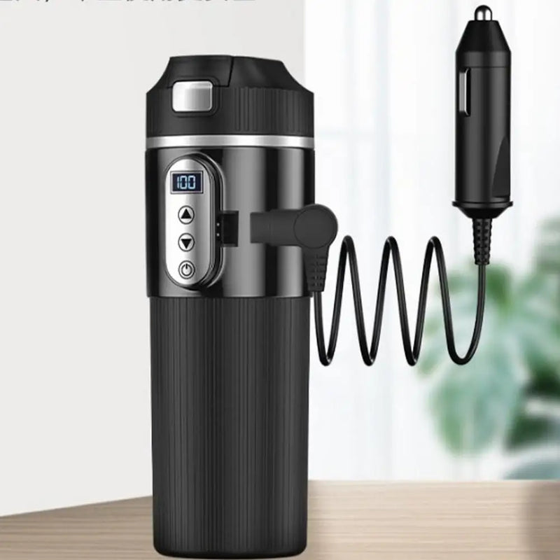Heated Coffee Mug 12/24V Stainless Steel 450ML Car Heating Cup Electric Kettle Water Warmer Bottle LCD Display Heat Preservation