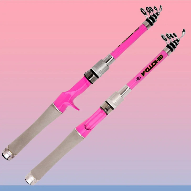 Trout Pesca Fishing Rod and Reel Combo 1.5m1.8m 2.1m 2.4m Carbon Fibe Lure Rods and 5.2:1 Spinning Wheel 7.2:1 Baitcasting Reels