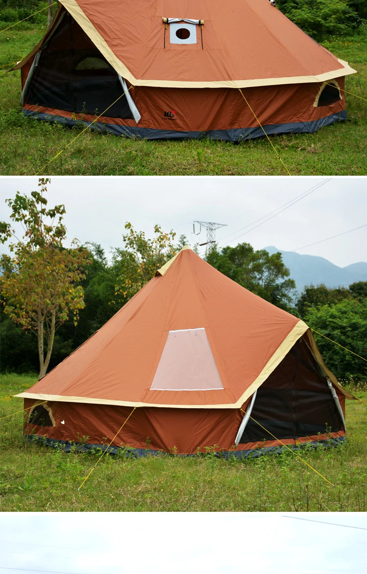 6-10Persons Glaming Luxury Mongolia Yurt Family Travel Hiking Antistorm Outdoor Camping Castle Tent Silver Coated UV Function