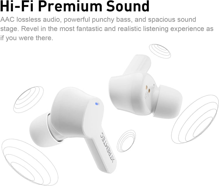 Bluetooth Noise Cancelling Wireless Earbuds for Iphone/Android, In-Ear Sweatproof Stereo Bass Headphones, Immersive Sound Bluetooth 5.2 Earphones with Microphones,En-Able Computer (White)