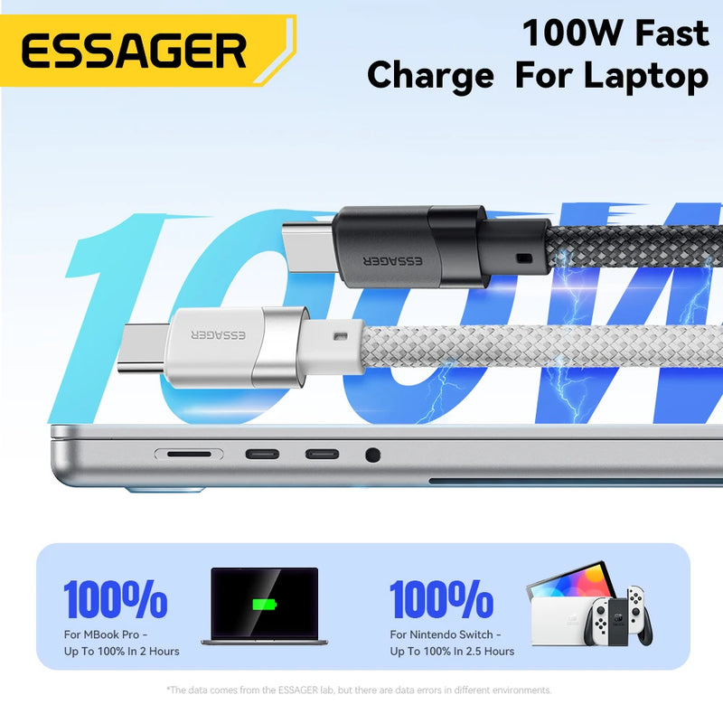 USB C to C 100W Magnetic Fast Charger Cable for Iphone 15 65W Type C to C Data Charging Wire for Laptop Samsung