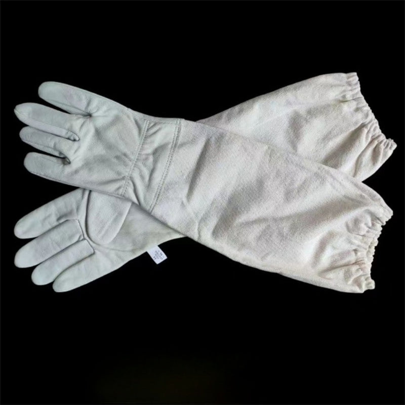 Premium White Beekeeper Gloves - Breathable Goatskin Faux Leather with Long Canvas Sleeve, Lightweight & Durable, Ideal for Beginners to Commercial Beekeepers, Hand Wash Only, Protective Bee Equipment | Smooth Texture Gloves