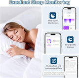 Smart Ring Health Tracker, Sleep Tracker Ring with Heart Rate, Waterproof Fitness Ring for Activity Monitoring/Steps/Distance/Calories, Air Gestures, up to 7-Day Battery, for Ios Android (Black,#10)