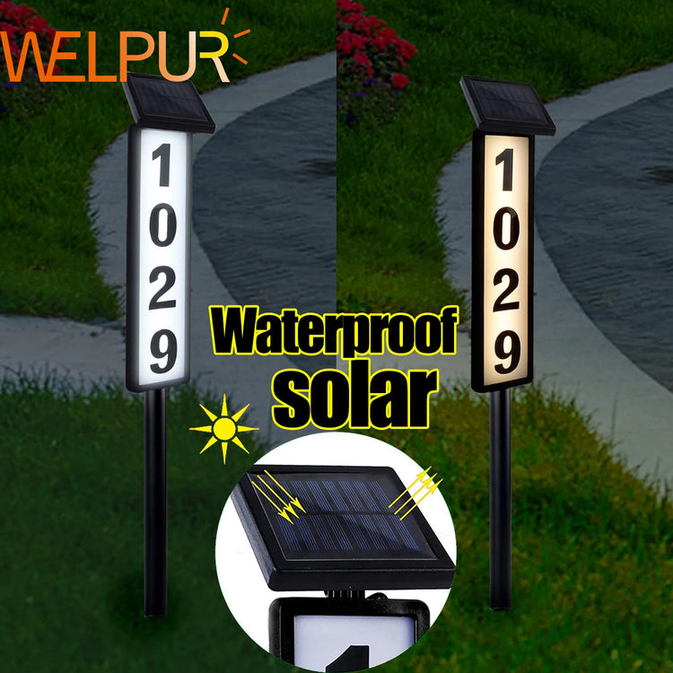 Solar Light House Address Numbers Sign LED Illuminated Outdoor Solar Powered House Numbers Lightfor Home Yard Garden House