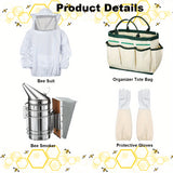30PCS Ultimate Beekeeping Starter Kit - Stainless Steel Beekeeping Suit, Jacket, Hive Equipment, and Tools for Beginners and Professionals - Complete Bee Keeping Supplies for Safe and Efficient Bee Farming