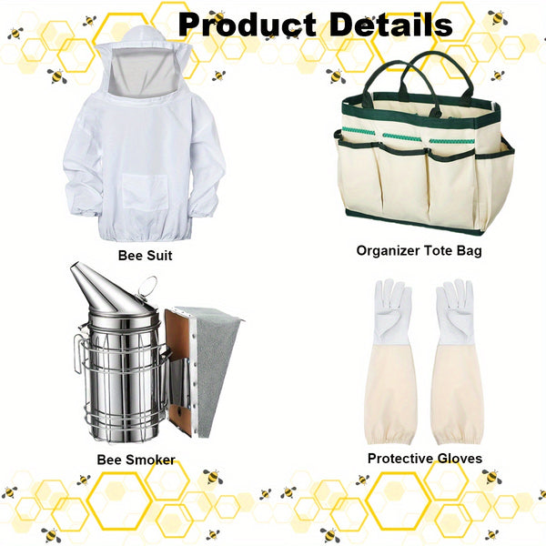 30PCS Ultimate Beekeeping Starter Kit - Stainless Steel Beekeeping Suit, Jacket, Hive Equipment, and Tools for Beginners and Professionals - Complete Bee Keeping Supplies for Safe and Efficient Bee Farming