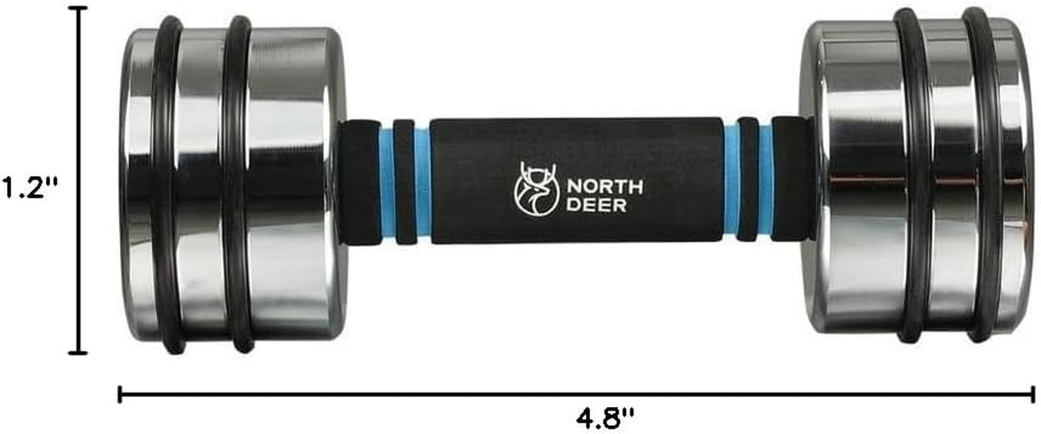 Steel Dumbbells Ultracompact & Adjustable Chrome Dumbbell with Foam Handles 5Lb 10Lb 15Lb 20Lb 30Lb 50Lb Home Gym Workout (Choice of Size)