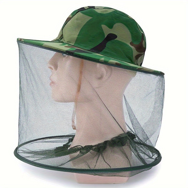 1pc Men's Simple Beekeeping Hat - Protective Bug Face Shield with Mosquito Head Net, Netting Depth for Outdoor Use