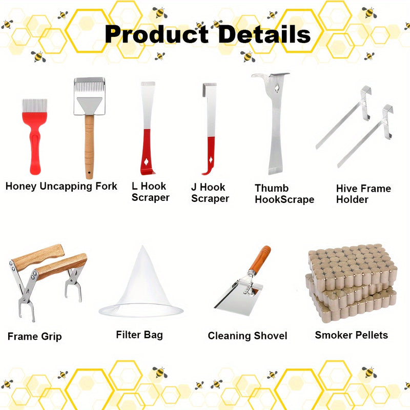 30PCS Ultimate Beekeeping Starter Kit - Stainless Steel Beekeeping Suit, Jacket, Hive Equipment, and Tools for Beginners and Professionals - Complete Bee Keeping Supplies for Safe and Efficient Bee Farming