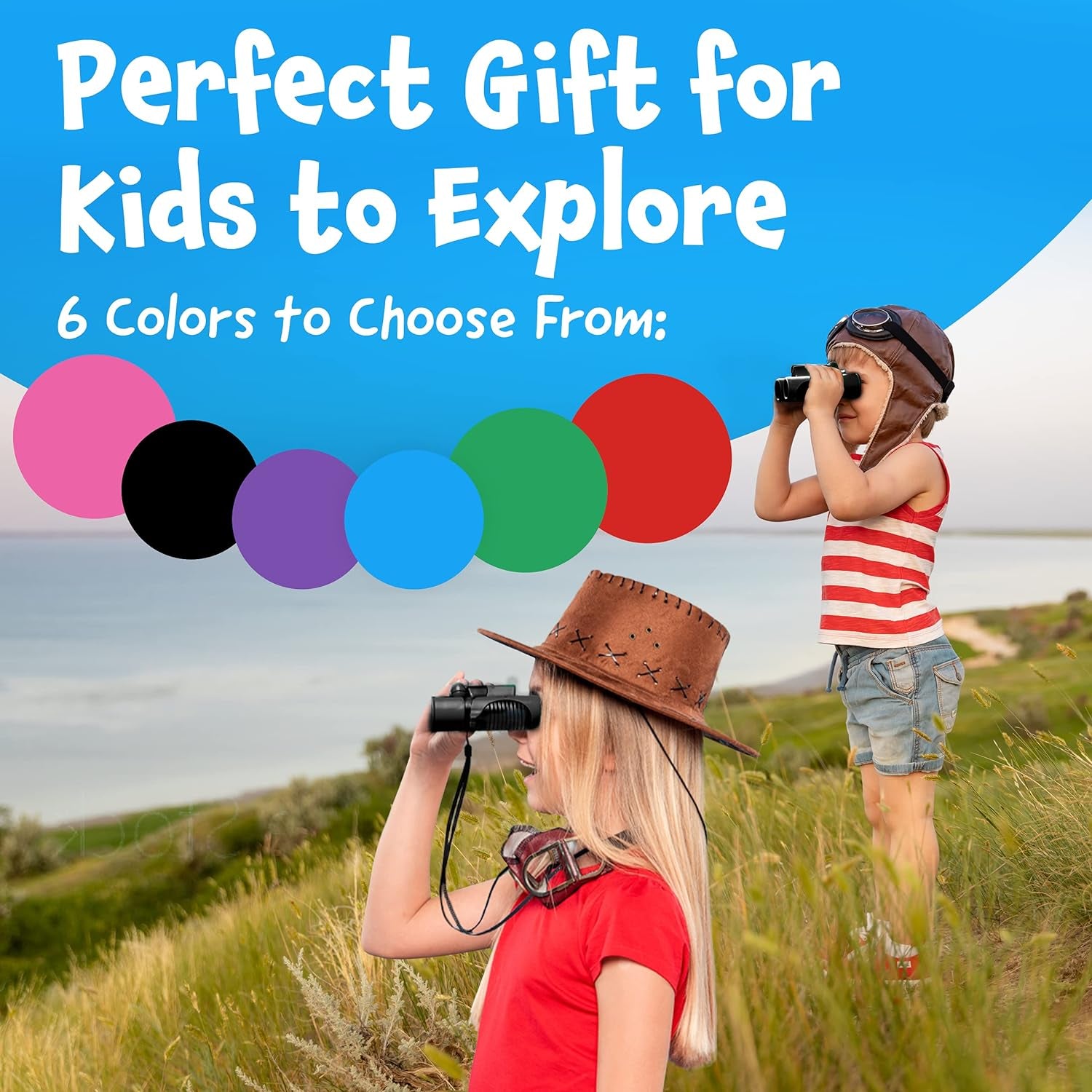 Think Peak Black Binoculars Science Toy for Kids Ages 4-8 Years - Real Compact Outdoor Adventure & STEM Educational Nature Hiking Explorer for Bird Watching, Camping Children’S Birthday Gift