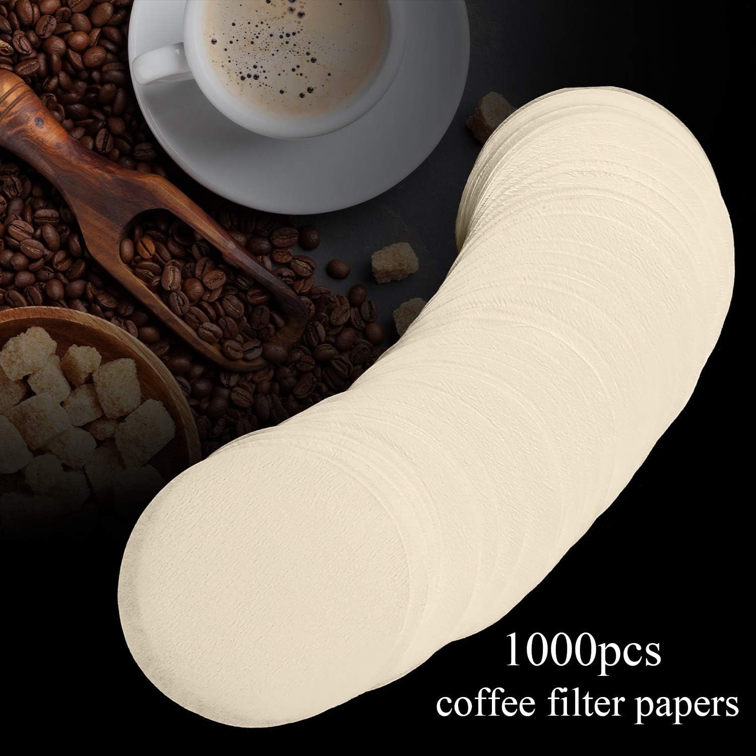1000 Pieces Replacement Paper Filters Compatible with Aeropress Coffee Makers round 2.5 Inch Paper Filters Disposable for Espresso Coffee Makers (Unbleached)