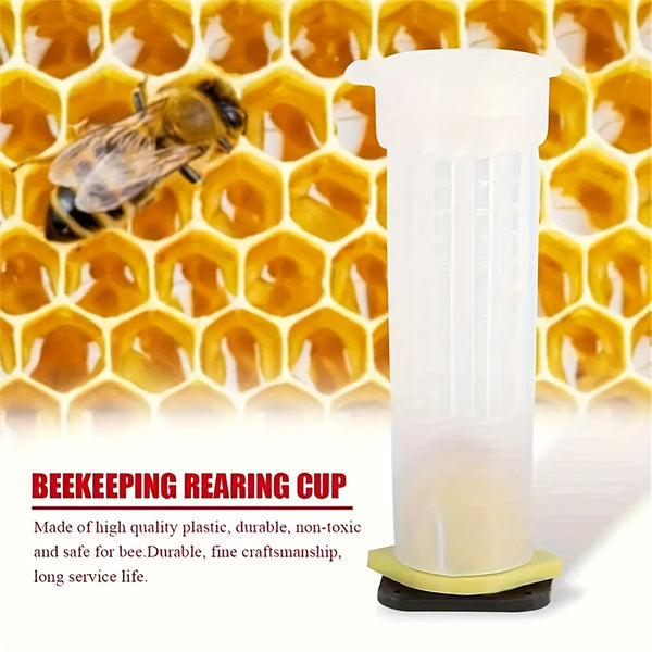 20 Sets Bee Queen Cage Rearing Cup With 99pcs Tag Stickers Beekeeping Equipment Insects Tools