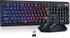 C104 Wireless Gaming Keyboard and Mouse Combo - RGB Backlit, Mechanical Feel, Anti-Ghosting, Rechargeable Battery, 7D 3200DPI Mice for Gamers