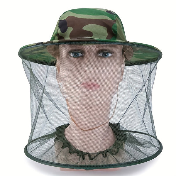 1pc Men's Simple Beekeeping Hat - Protective Bug Face Shield with Mosquito Head Net, Netting Depth for Outdoor Use