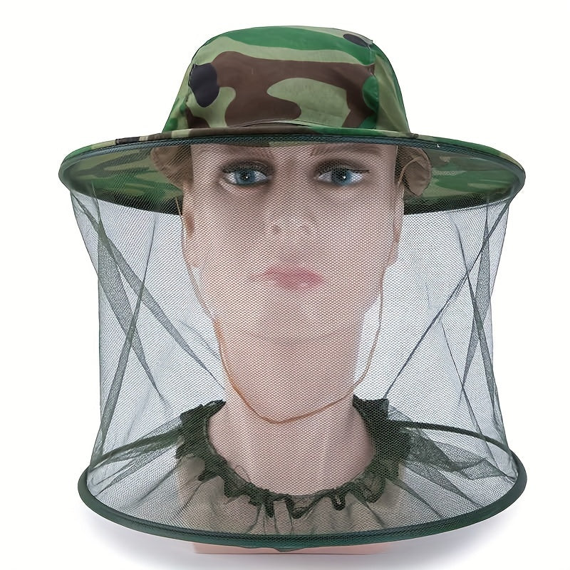 1pc Men's Simple Beekeeping Hat - Protective Bug Face Shield with Mosquito Head Net, Netting Depth for Outdoor Use