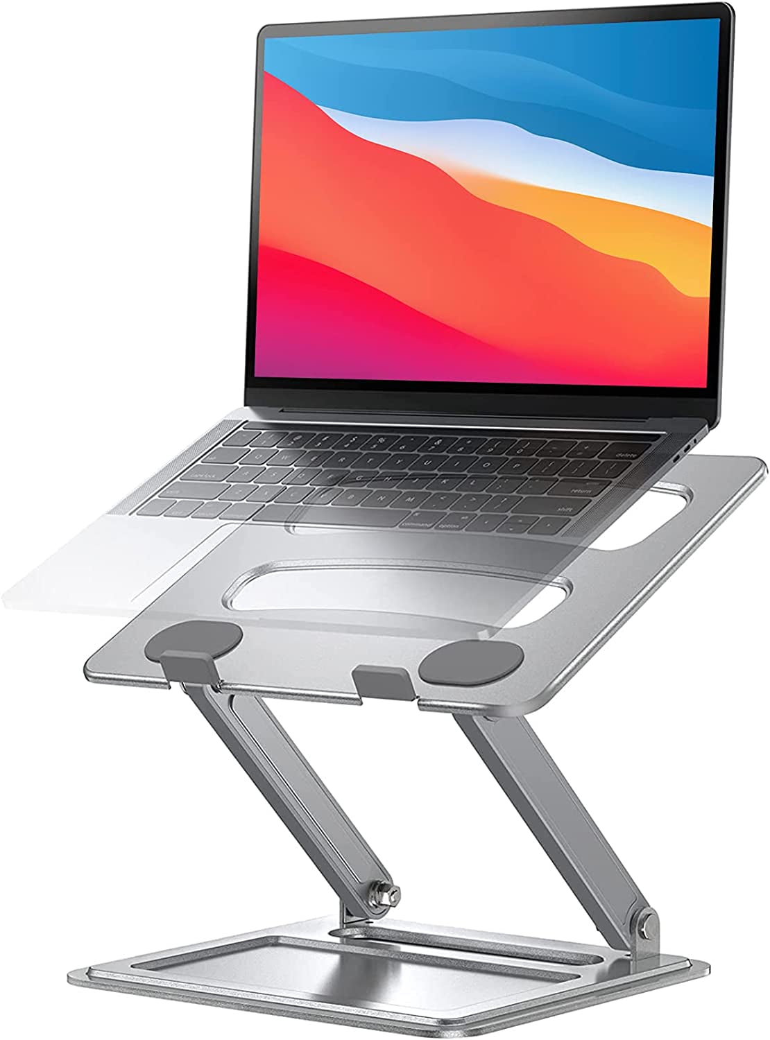 Laptop Stand for Desk, Adjustable & Foldable Laptop Riser for 10-15.6 Inch Laptops, Computer Stand for Macbook/Notebook, Portable Ergonomic Holder up to 17.6Lbs - Silver