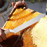 Three-pieces set Uncapping Knife Beekeeping Tool, Stainless Steel 11-inch Serrated Blade Honey Comb Knife Scraper, Manual Honey Extractor and Uncapper with Wooden Handle