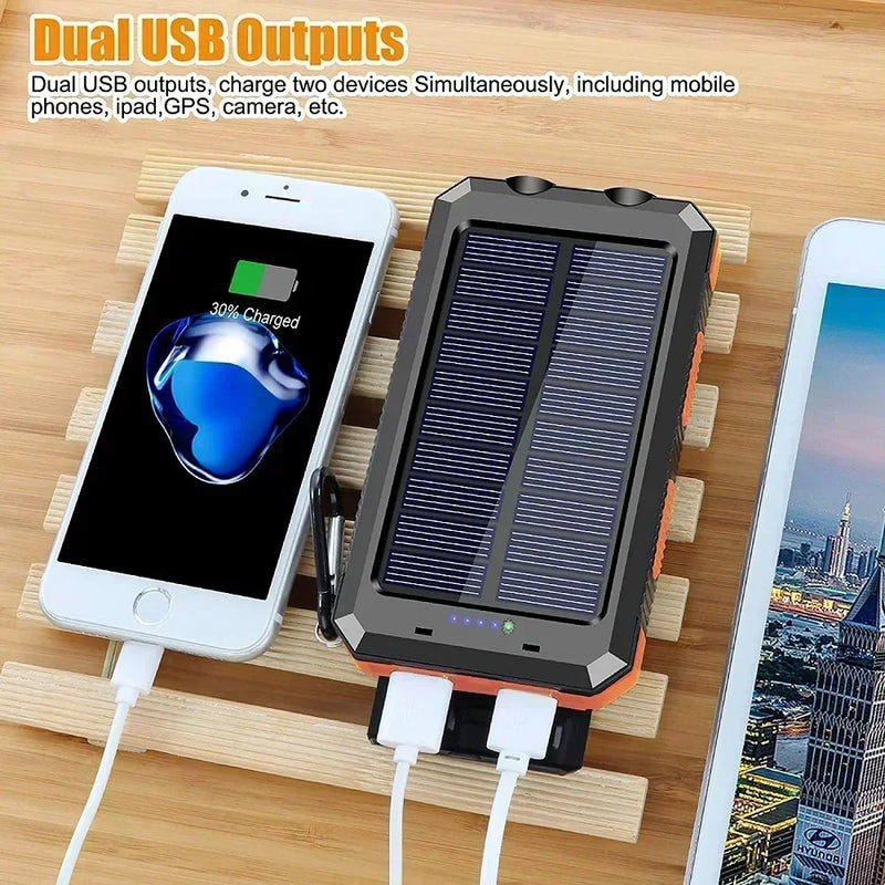 200000Mah Solar Power Bank Waterproof Large Capacity Powerbank Fast Charging External Battery with SOS for Iphone Samsung Xiaomi