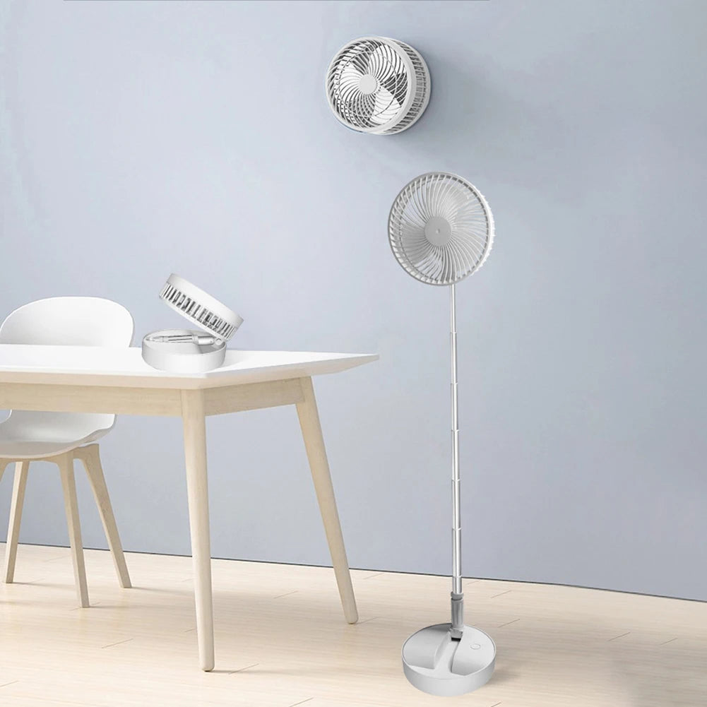 USB Rechargeable Folding Telescopic Floor Fan Mini Summer Mute Silent Desktop Table Fan Ventilador for Office Bedroom Cooler