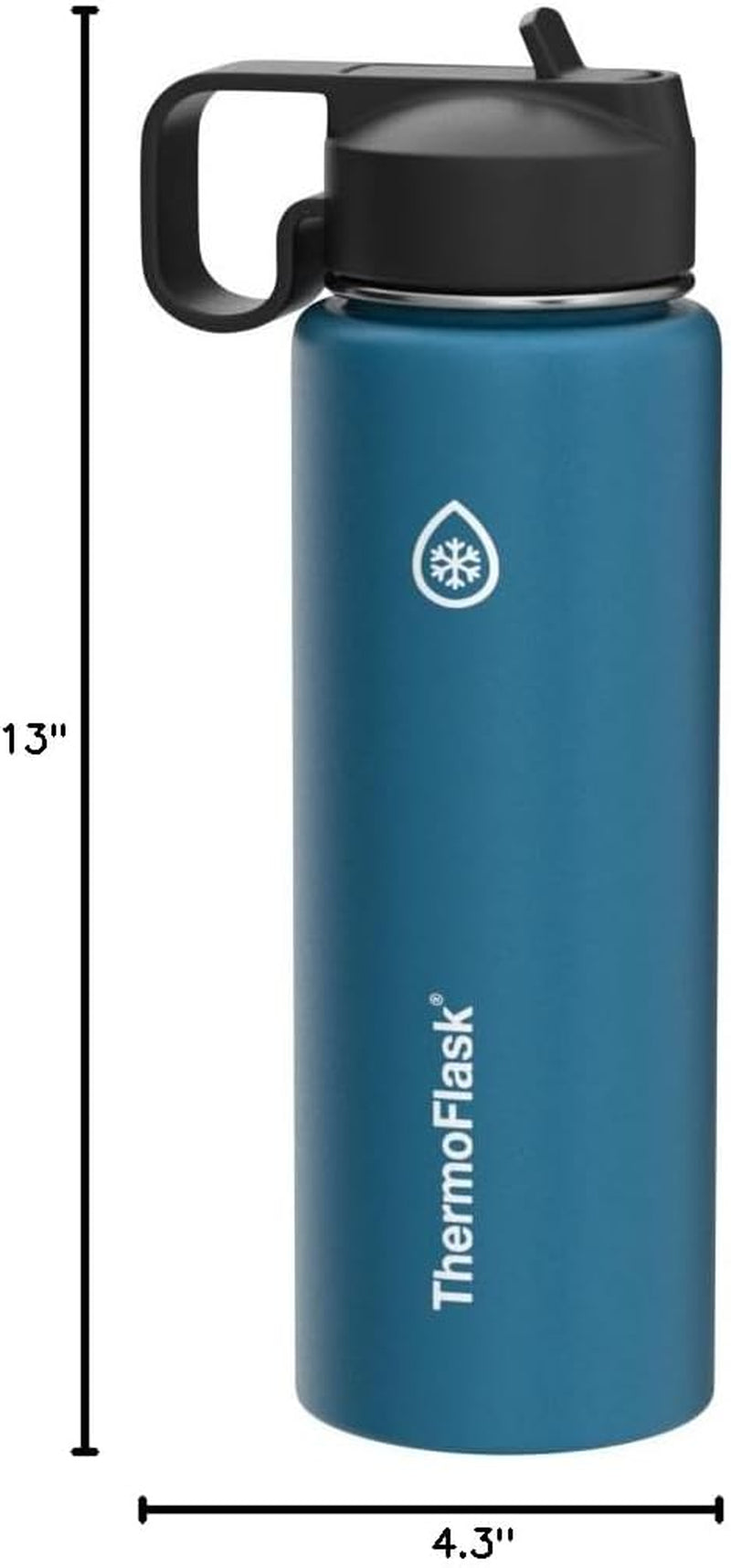 Bottle with Chug Lid & Straw Lid - Insulated Stainless Steel Water Bottle with Leak-Proof Lids - Dishwasher-Safe Reusable Bottle & Lids - Durable Bottle, 2 Straws & 2 Lids - 24 Oz, Cobalt