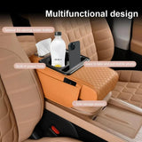 Auto Center Console Armrest Cushion with 2 Cup Holder Armrest Heightening Pad Auto Amrest Pillow Cover Pad for All Seasons