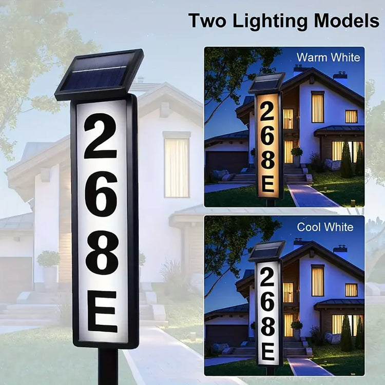 Solar Light House Address Numbers Sign LED Illuminated Outdoor Solar Powered House Numbers Lightfor Home Yard Garden House
