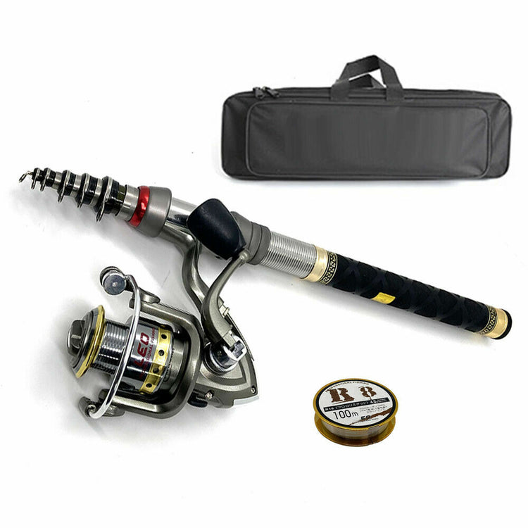 Telescopic Fishing Rod Sea Saltwater Spinning Pole Reel Combo 100M Line Full Kit