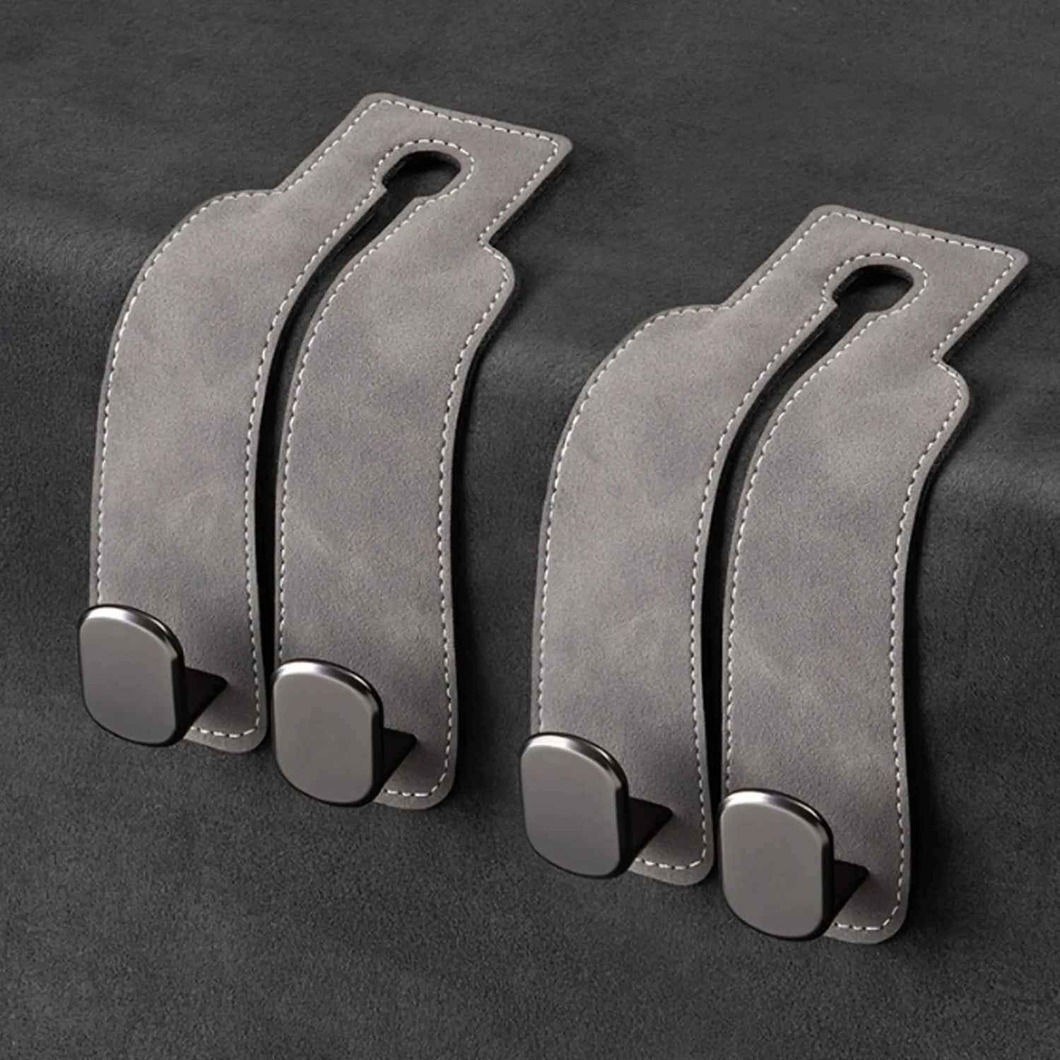 Universal Metal Car Seat Headrest Hook 2 in 1 Soft Leather Car Seat Back Hook for Purse Bag Backpack Double Hook Car Seat Hanger