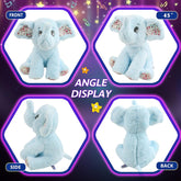 12‘’ Musical Light up Elephant Plush Toy Floppy LED Stuffed Animals Lullabies Nightlight Bedtime for Kids Birthday Valentines for Toddlers, Blue