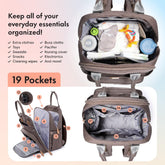 Diaper Bag Backpack with Portable Changing Pad, Pacifier Case and Stroller Straps, Large Unisex Baby Bags for Boys Girls, Multipurpose Travel Back Pack Moms Dads, Brown