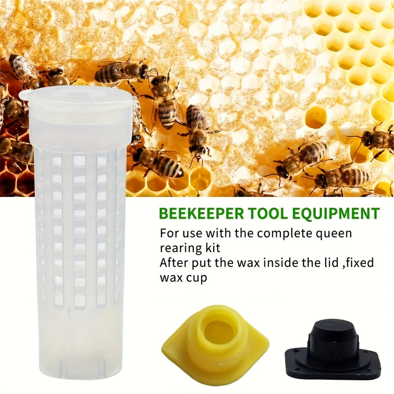 20 Sets Bee Queen Cage Rearing Cup With 99pcs Tag Stickers Beekeeping Equipment Insects Tools