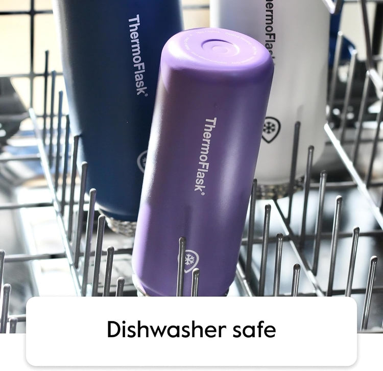 Bottle with Chug Lid & Straw Lid - Insulated Stainless Steel Water Bottle with Leak-Proof Lids - Dishwasher-Safe Reusable Bottle & Lids - Durable Bottle, 2 Straws & 2 Lids - 24 Oz, Cobalt